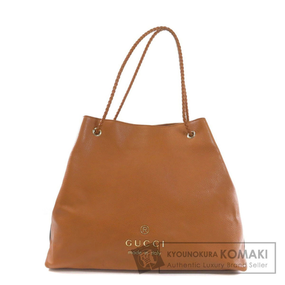Gucci Logo Tote Bag Leather Shoulder Bag Brown